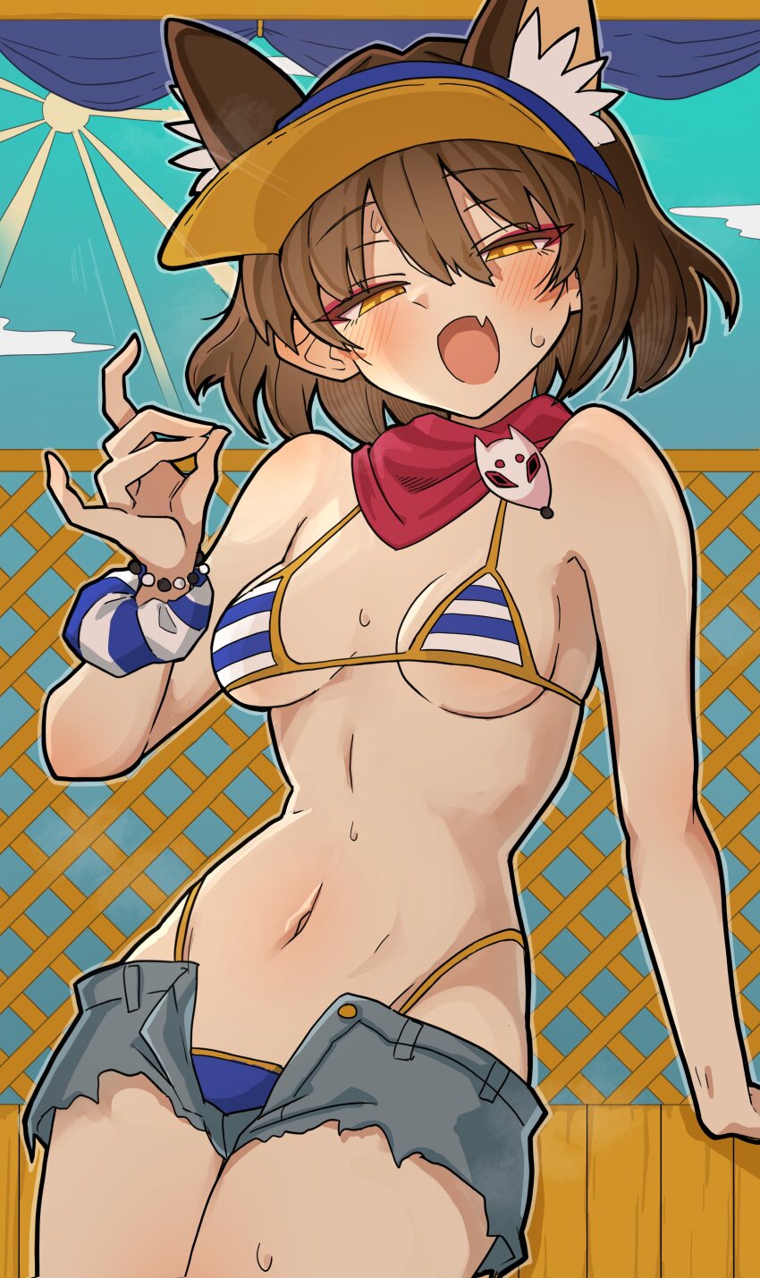 1girl, absurdres, animal_ear_fluff, animal_ears, bikini, blue_archive, blush, breasts