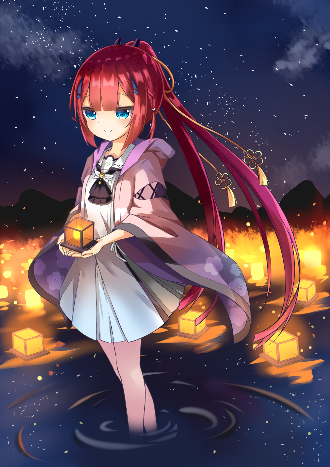 1girl, aqua_eyes, ascot, black_ascot, blunt_bangs, blush, braid, c: