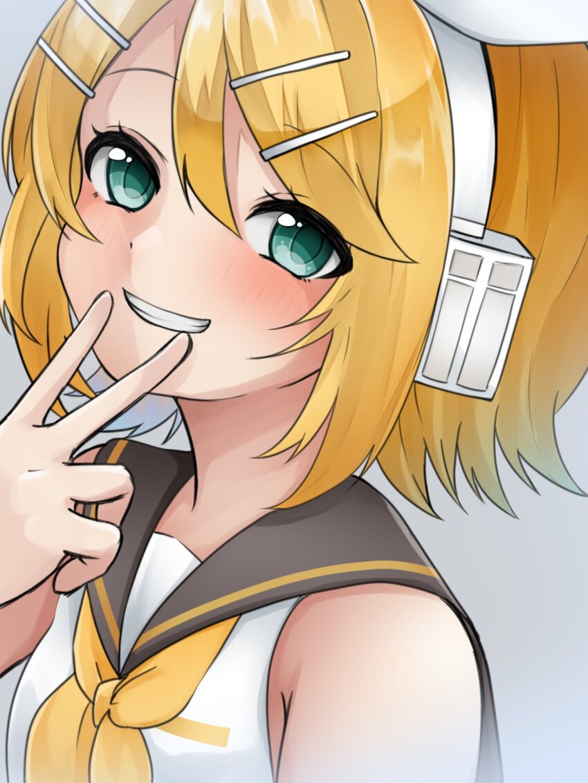 1girl, aqua_eyes, bare_shoulders, black_sailor_collar, blonde_hair, blush, bow, eshe_mr