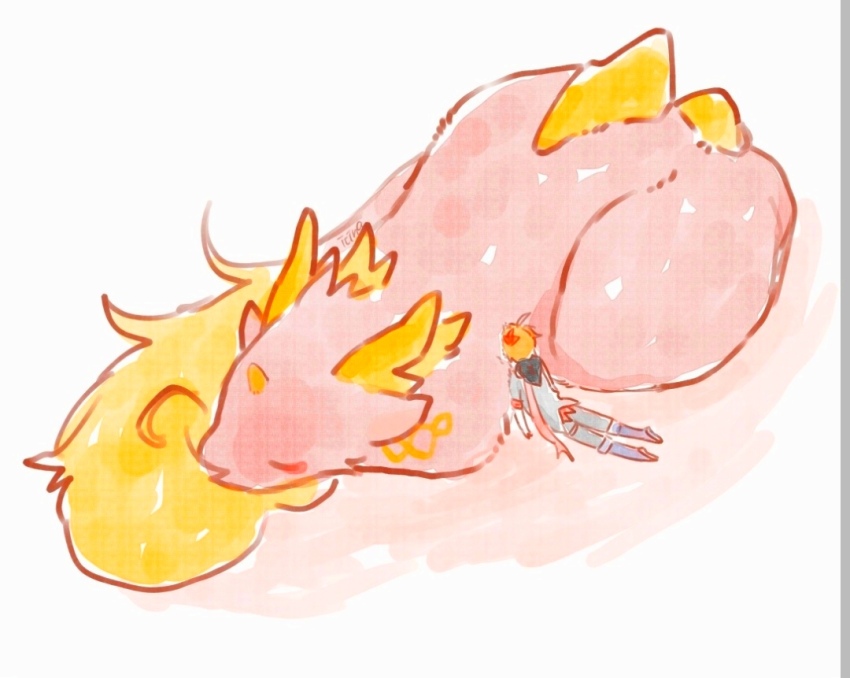 dragon, dragon_horns, dragon_tail, eastern_dragon, genshin_impact, horns, sleeping, tail