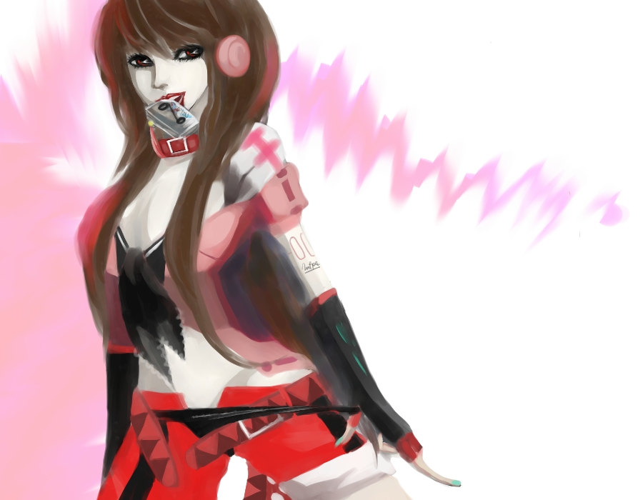 brown_eyes, brown_hair, cassette_tape, long_hair, mito(artist), sokkyoune_katarina, utau