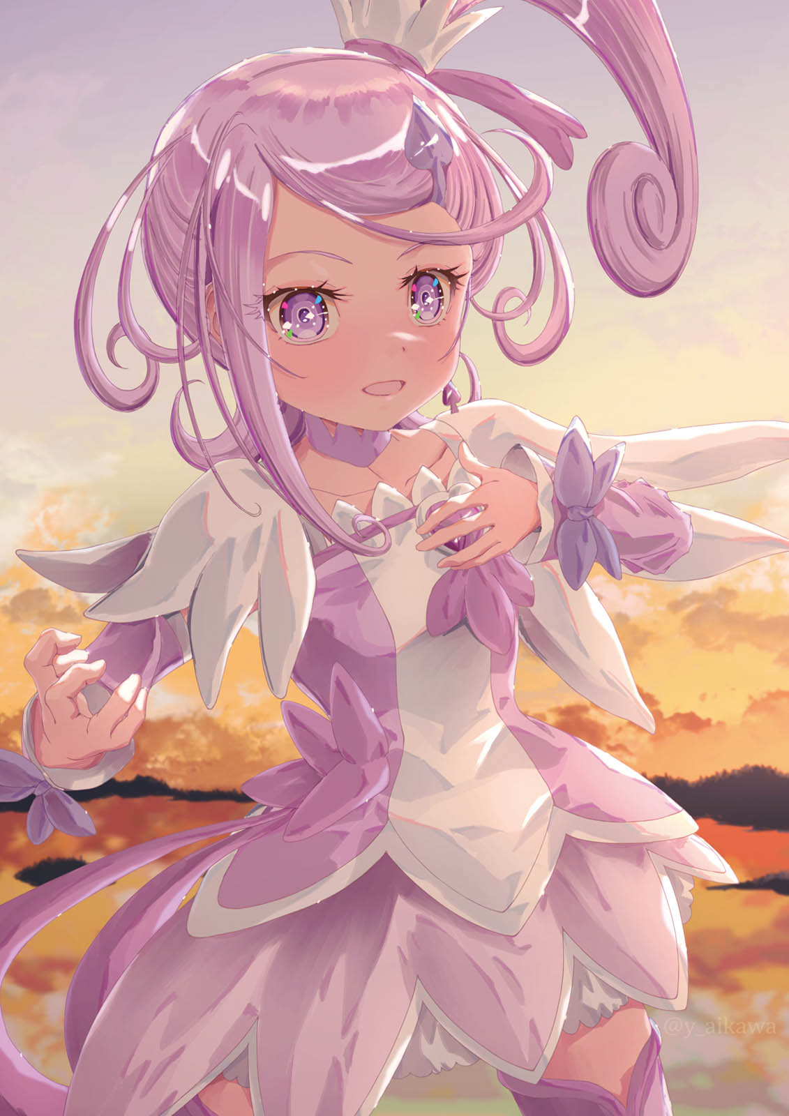 1girl, aikawa_yousuke, arm_warmers, boots, bow, breasts, brooch, choker