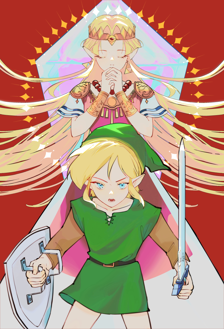 1boy, 1girl, absurdres, armlet, bead_necklace, beads, belt, belt_buckle