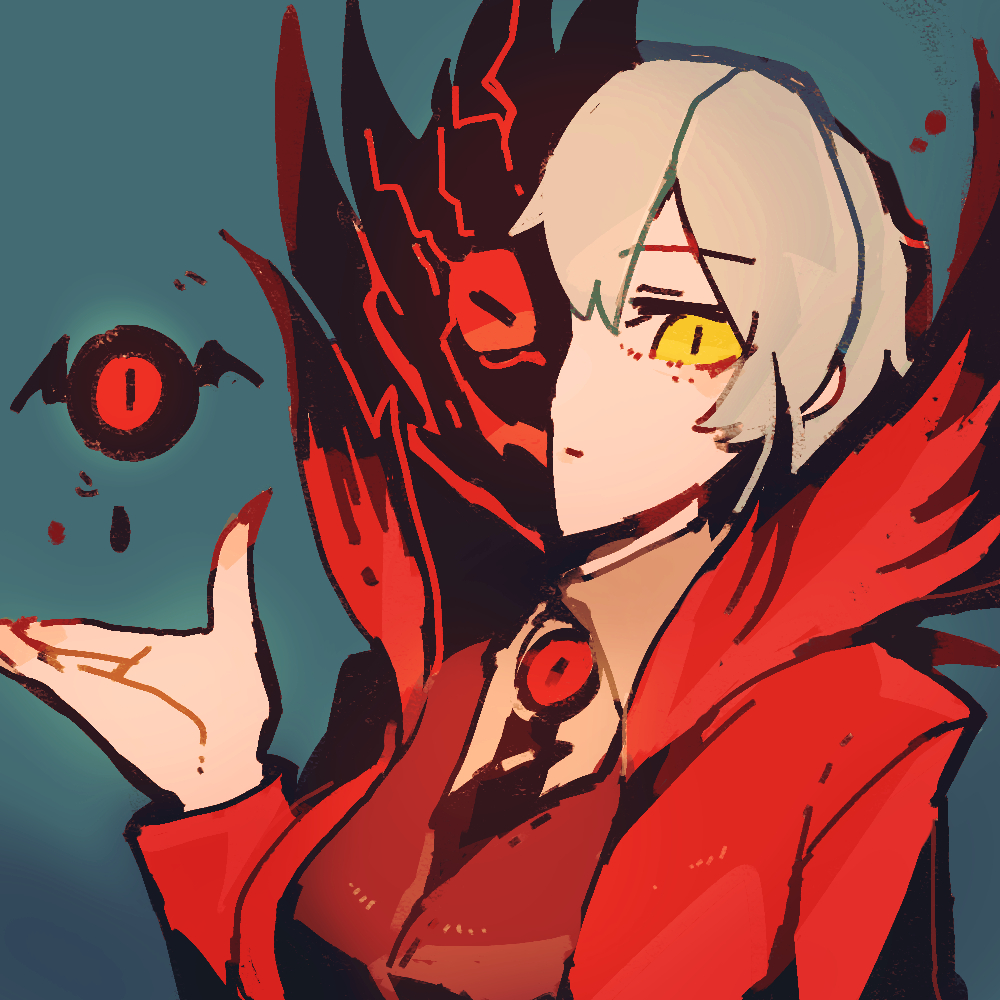 1girl, angela_(project_moon), black_necktie, blood, blue_background, blue_hair, closed_mouth, coat