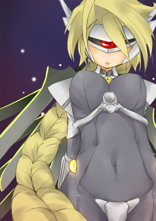 1girl, arc_system_works, beigu, blazblue, blonde_hair, braid, breasts, female_focus