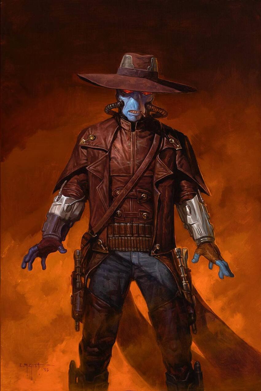 1boy, alien, bag, belt, blue_skin, brown_bag, brown_gloves, brown_jacket