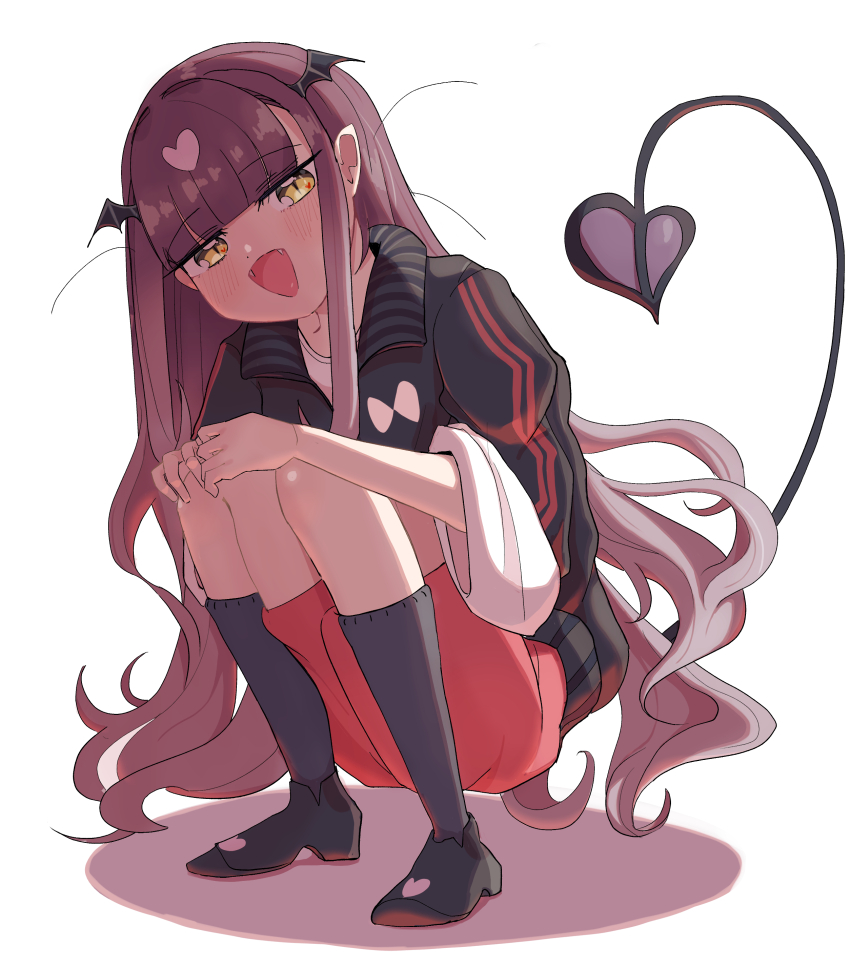 1girl, absurdres, alternate_costume, bat_wings, black_footwear, black_hoodie, black_socks, blush