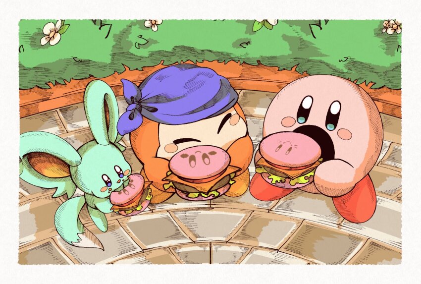 ^_^, bandana, bandana_waddle_dee, blue_bandana, blue_eyes, blush, blush_stickers, border