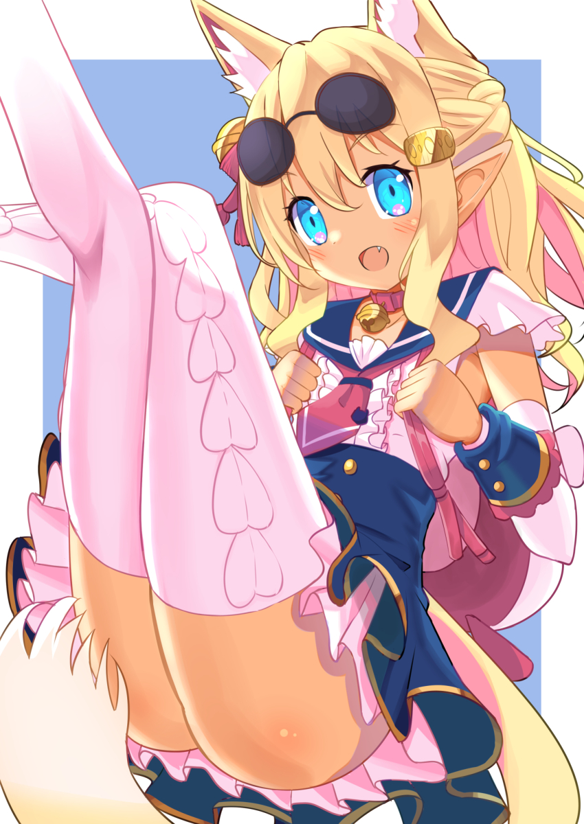 1girl, animal_ear_fluff, animal_ears, bell, blonde_hair, blue_eyes, cat_ears, cat_girl