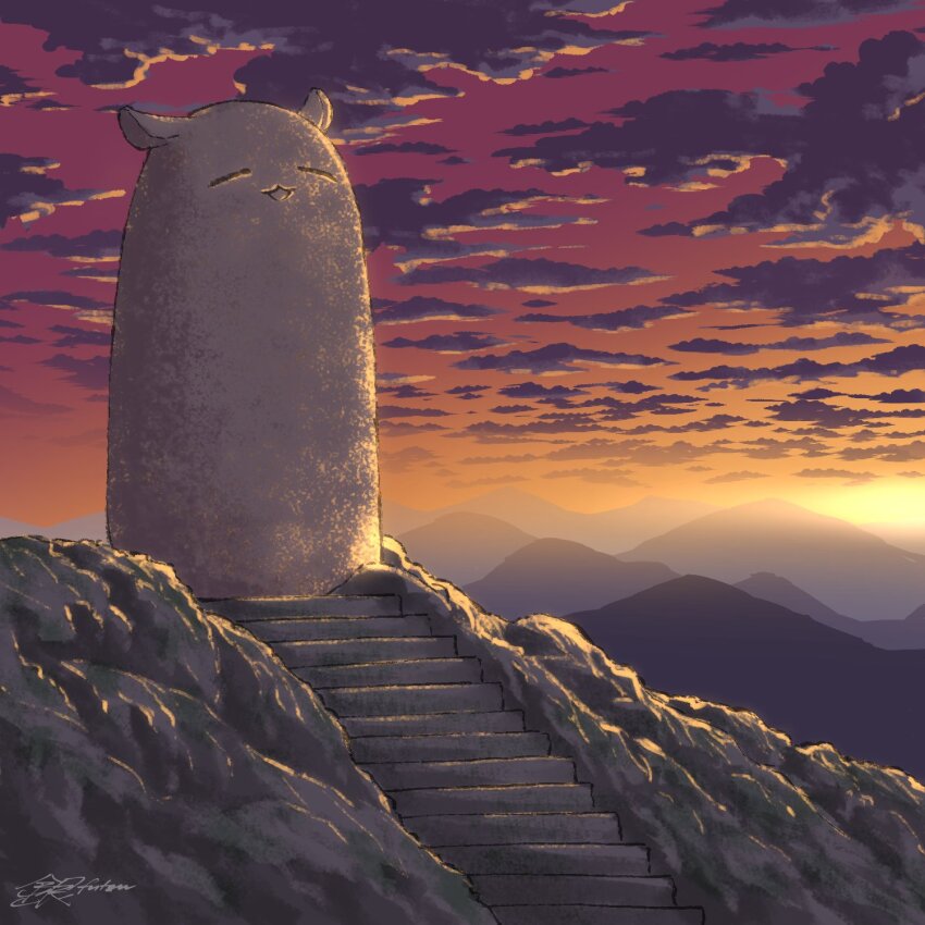 closed_eyes, cloud, cloudy_sky, dusk, ginfutsuu, highres, hololive, hololive_english