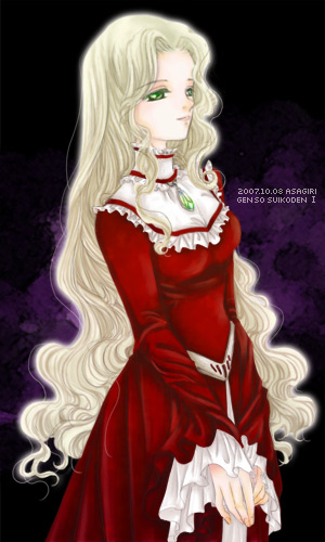 1girl, asagiri_(castle_in_the_air), blonde_hair, dress, eileen_(suikoden), female_focus, gensou_suikoden, gensou_suikoden_i