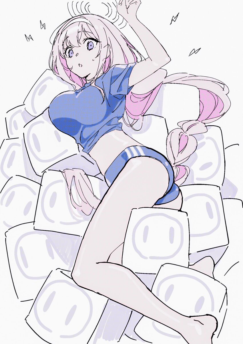 1girl, arm_up, ass, blue_archive, braid, breasts, crop_top, eimi_(blue_archive)