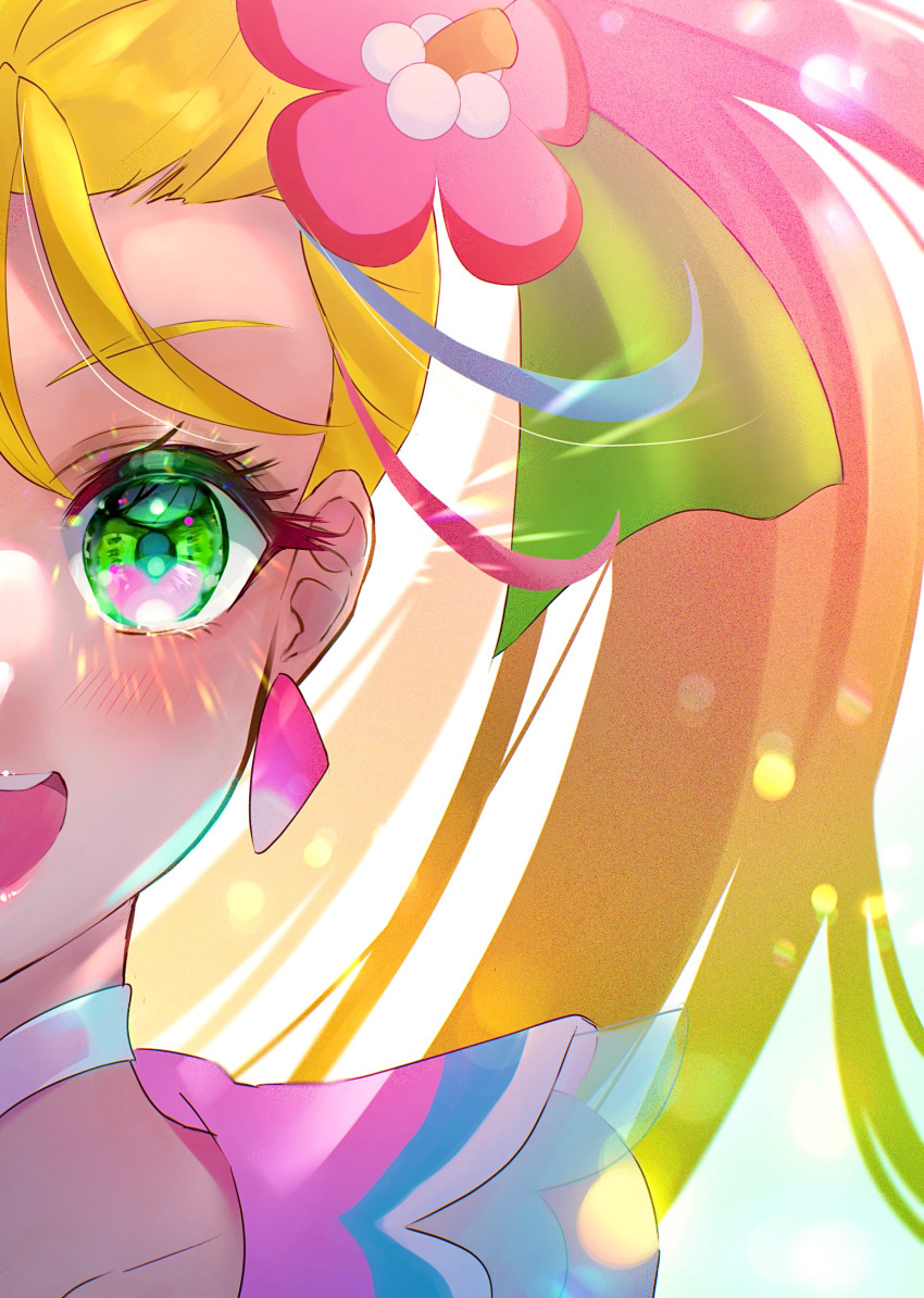 :d, absurdres, blonde_hair, choker, cure_summer, earrings, eyelashes, floating_hair