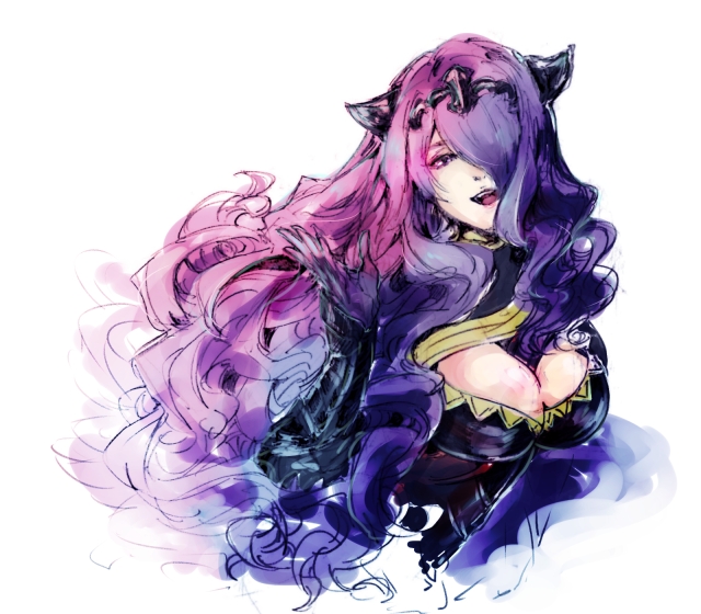 1girl, black_tiara, breasts, camilla_(fire_emblem), cleavage, fire_emblem, fire_emblem_fates, hair_over_one_eye