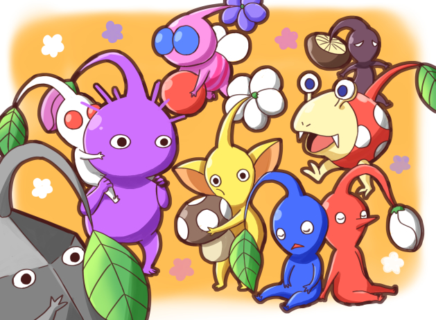 berry, black_eyes, black_skin, blue_eyes, blue_pikmin, blue_skin, border, bud