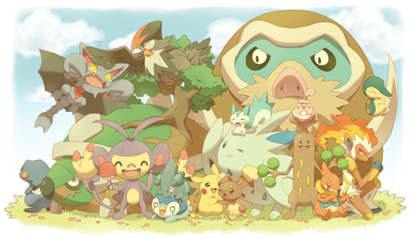 ambipom, bird, buizel, buneary, croagunk, cyndaquil, fire, furry