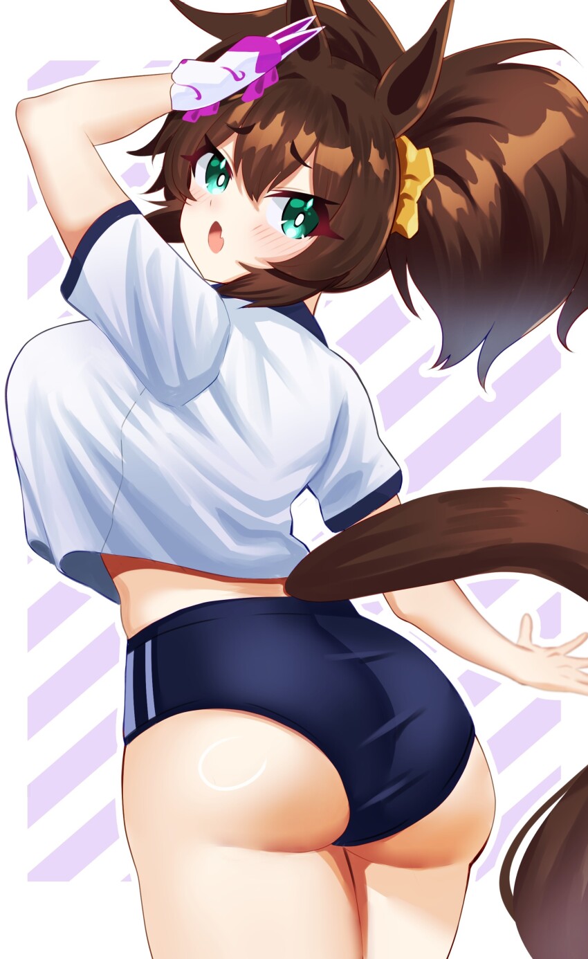 1girl, absurdres, animal_ears, aqua_eyes, ass, ass_focus, blush, breasts