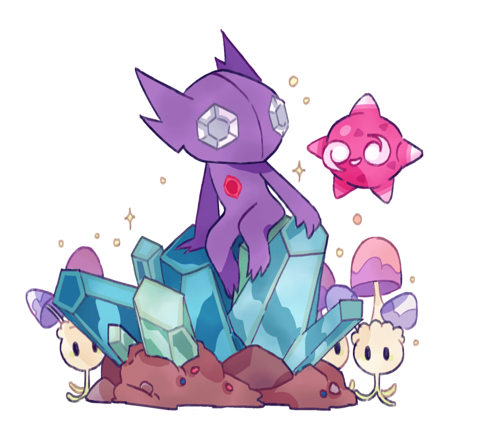 black_eyes, crystal, dirt, gem, gen_3_pokemon, gen_7_pokemon, minior, minior_(core)