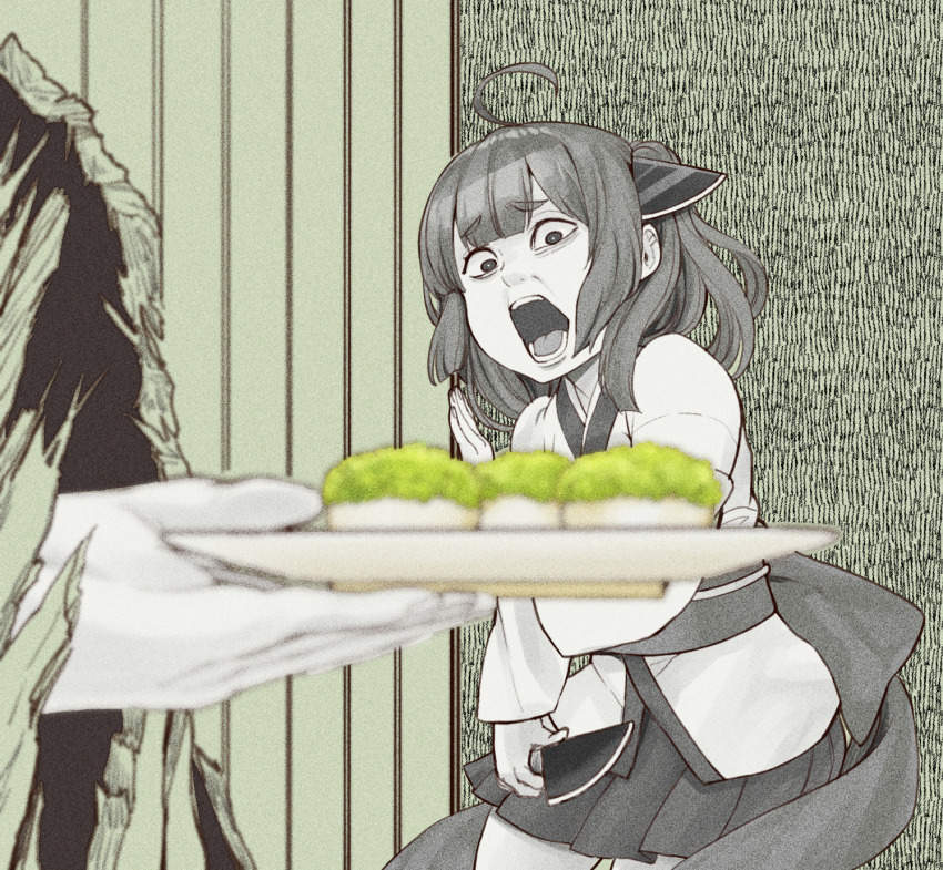 1girl, 1other, against_wall, back_bow, bags_under_eyes, blade, blunt_bangs, blurry