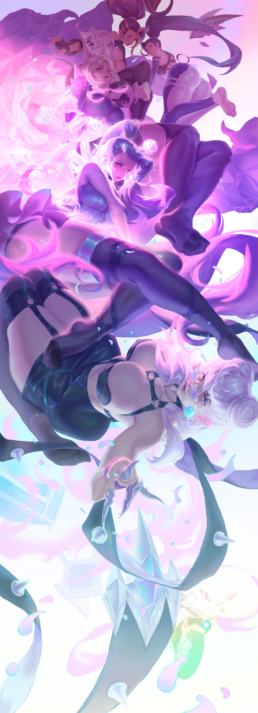 5girls, absurdres, ahri_(league_of_legends), akali, ass, atomicxx, black_hair, blonde_hair