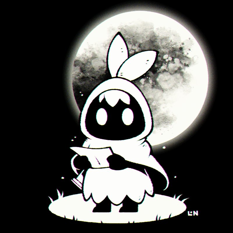 1girl, black_background, chromatic_aberration, cloak, feathers, full_moon, holding, holding_map