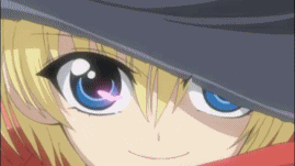 animated, animated_gif, blonde_hair, blue_eyes, blue_hair, etou_fujiko, green_eyes, green_hair, hat, hattori_junko, heart, ichiban_ushiro_no_daimaou, korone_(ichiban_ushiro_no_daimaou), lily_shiraishi, lowres, purple_eyes, purple_hair, red_eyes, red_hair, scarf, soga_keena, witch_hat