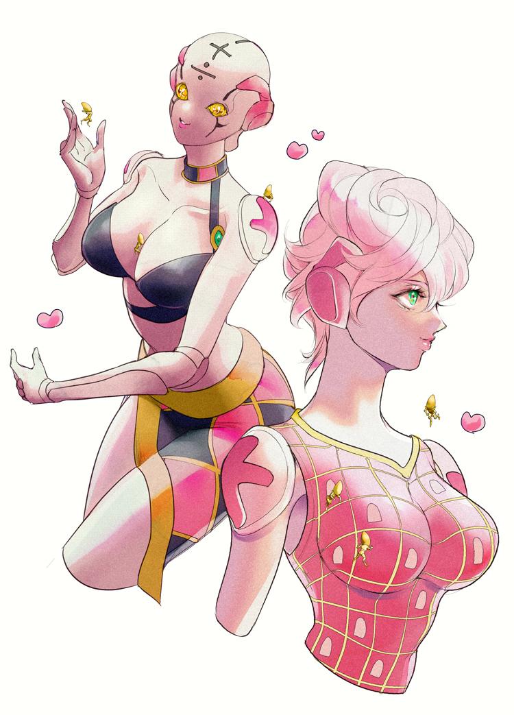 2girls, breasts, cleavage, jojo_no_kimyou_na_bouken, large_breasts, medium_breasts, multiple_girls, musasabi_(artist)