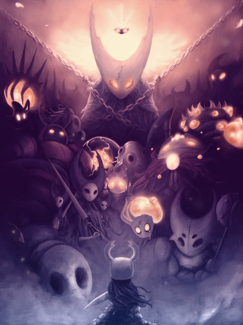 3boys, 6+girls, 6+others, broken_vessel_(hollow_knight), brooding_mawlek_(hollow_knight), bug, chain, cloak, collector_(hollow_knight), crystal_guardian_(hollow_knight), false_knight_(hollow_knight), flukemarm_(hollow_knight), gruz_mother_(hollow_knight), hollow_knight, hollow_knight_(character), insect, jellyfish, knight_(hollow_knight), macebug_(hollow_knight), mantis, mantis_lord_(hollow_knight), moth, multiple_boys, multiple_girls, multiple_others, nail_(hollow_knight), no_eyes_(hollow_knight), nosk_(hollow_knight), ogrim_(hollow_knight), radiance_(hollow_knight), soul_master_(hollow_knight), sword, traitor_lord_(hollow_knight), uumuu, watcher_knight_(hollow_knight), weapon