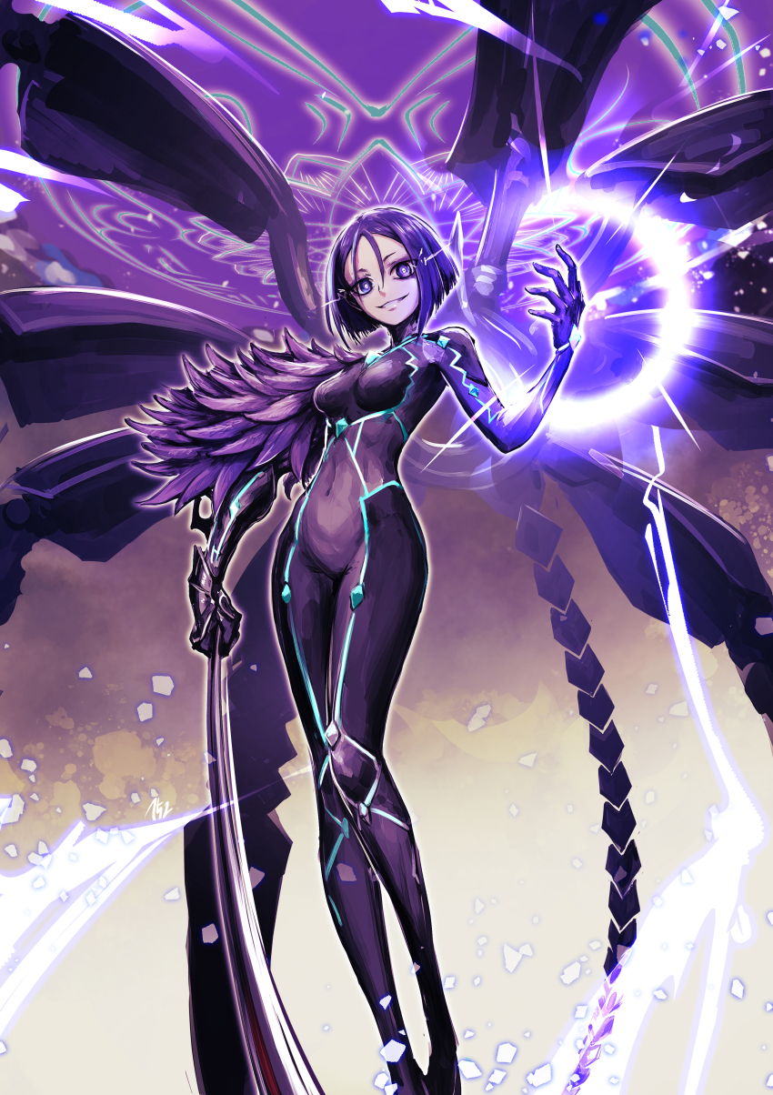 152_in_can, 1girl, absurdres, black_bodysuit, bodysuit, breasts, covered_navel, fate/samurai_remnant