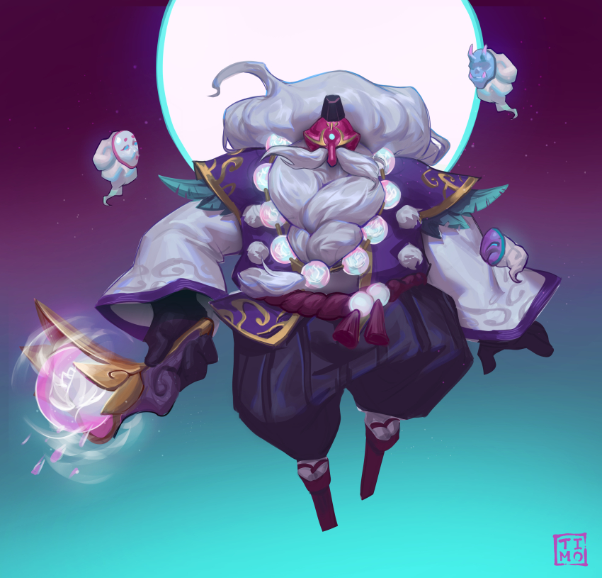 1boy, absurdres, artist_name, bard_(league_of_legends), beard, black_headwear, black_pants, facial_hair