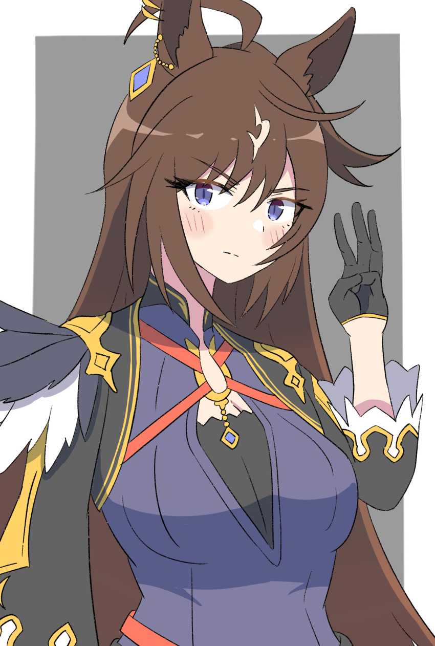 1girl, ahoge, animal_ears, aoi_tenjiku, black_gloves, black_jacket, blue_eyes, border