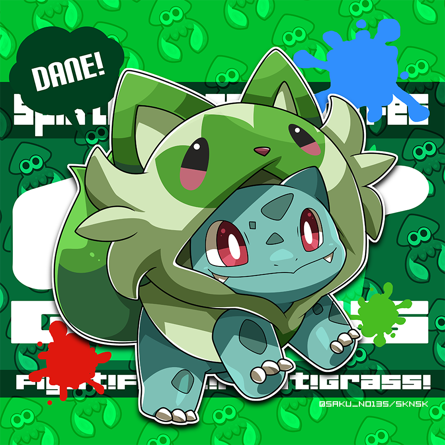 animal_focus, animal_hood, bright_pupils, bulbasaur, claws, closed_mouth, cosplay, fangs