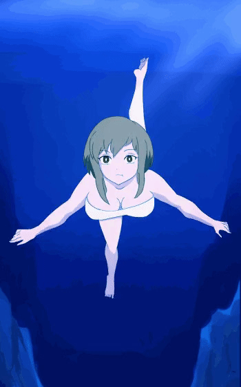 1girl, air_bubble, animated, animated_gif, barefoot, bikini, biru_saeika, blowing_bubbles