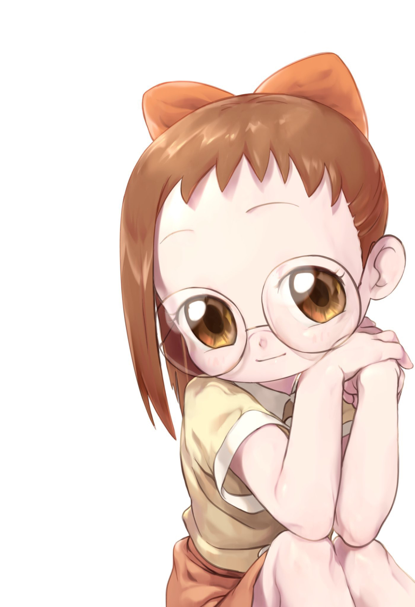 1girl, bow, brown_eyes, brown_hair, closed_mouth, fujiwara_hazuki, hair_bow, highres