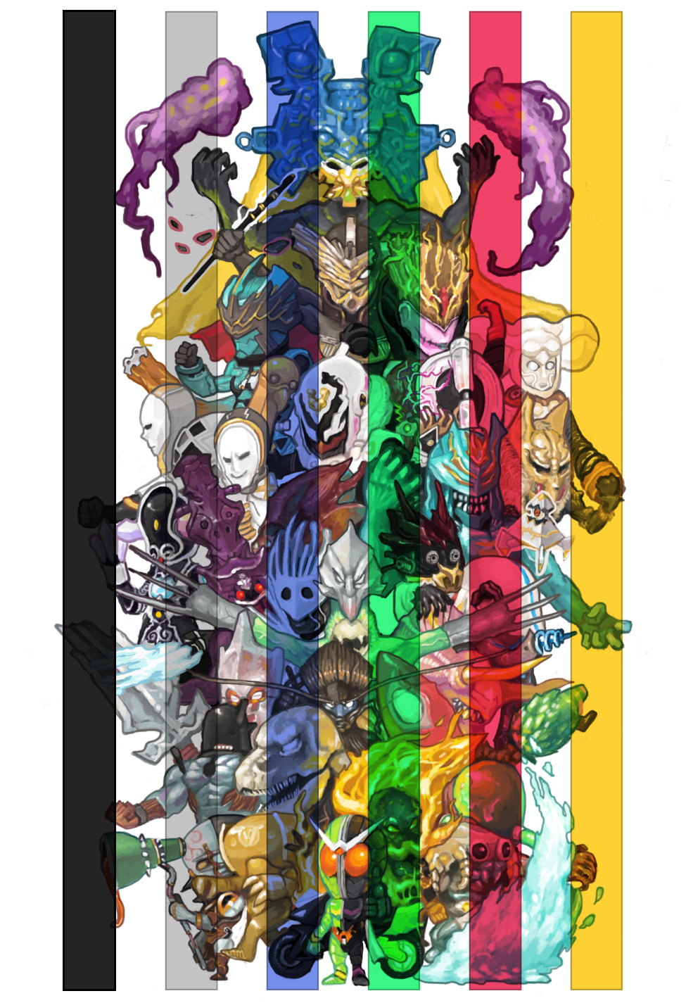 6+boys, anomalocaris_dopant, arms_dopant, aze, aze_3, beast_dopant, bird_dopant, chibi