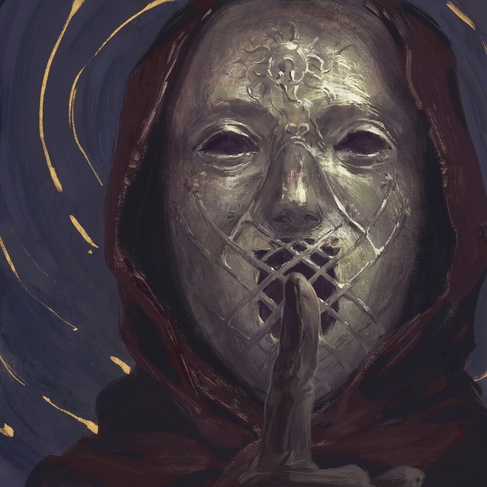 1boy, brown_gloves, chanasykine, commentary, elden_ring, english_commentary, facing_viewer, finger_to_mouth