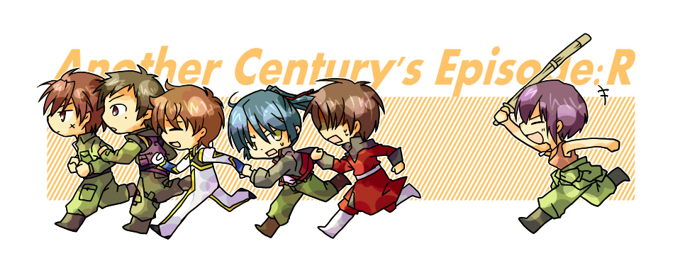00s, 1girl, 5boys, another_century's_episode, another_century's_episode:_r, another_century's_episode_(series), arm_up, banpresto