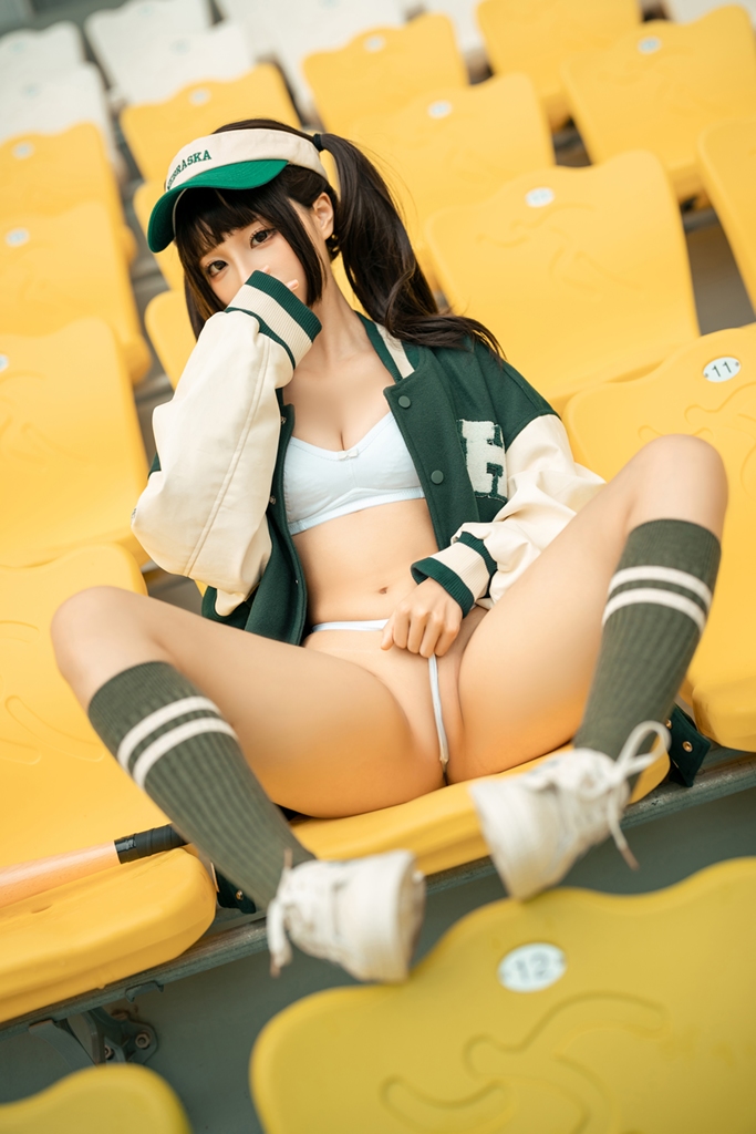 1girl, arena, baseball_cap, black_hair, bra, breasts, chair, chinese_(nationality)