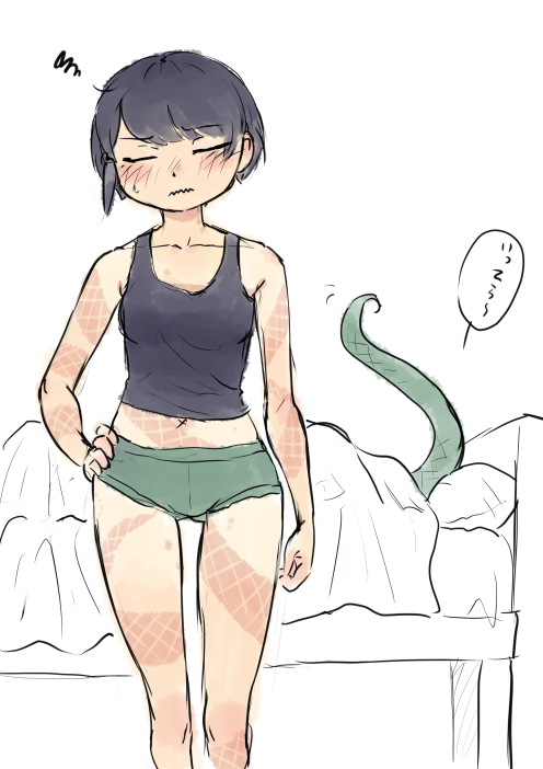 2girls, alternate_costume, bare_arms, bare_legs, bare_shoulders, bed, black_hair, black_shirt