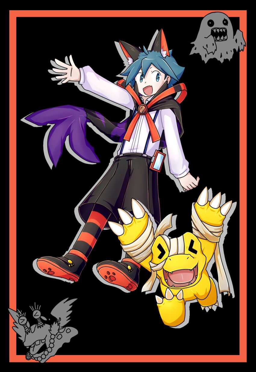 agumon, bakemon, bandages, blacktailmon, blacktailmon_(cosplay), cosplay, digimon, goldnumemon