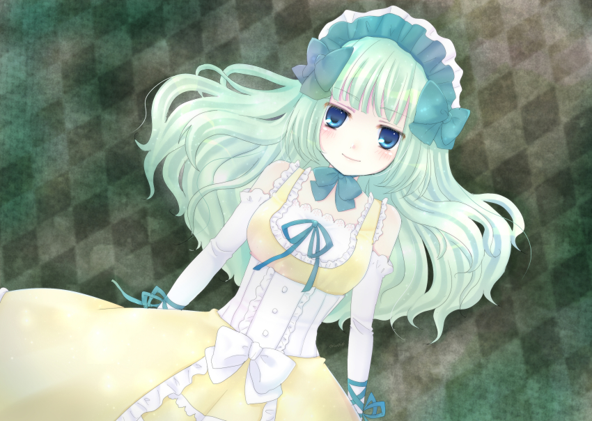 bad_id, bad_pixiv_id, blue_eyes, clair_vaux_bernardus, dress, elbow_gloves, gloves, hat