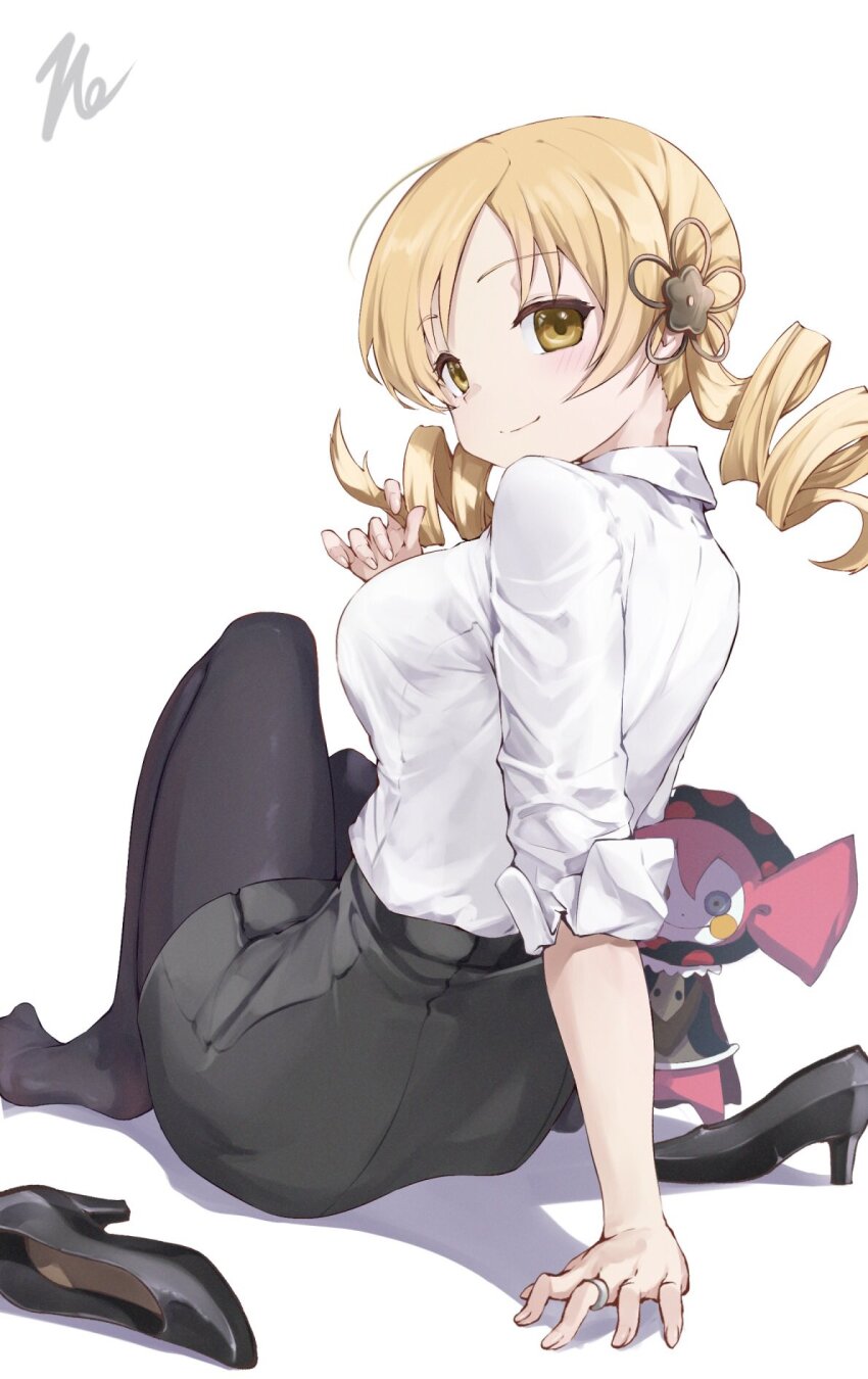 1girl, 1other, arm_behind_back, ass, black_thighhighs, blonde_hair, blush, breasts