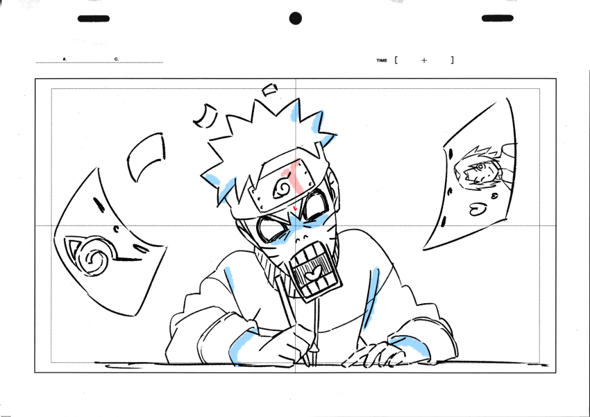 1boy, angry, animation_paper, animation_paper_(object), blank_eyes, drawing, ebata_kyouhei, greyscale