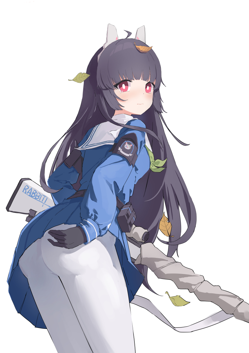 1girl, absurdres, animal_ears, black_hair, blue_archive, blush, closed_mouth, fake_animal_ears