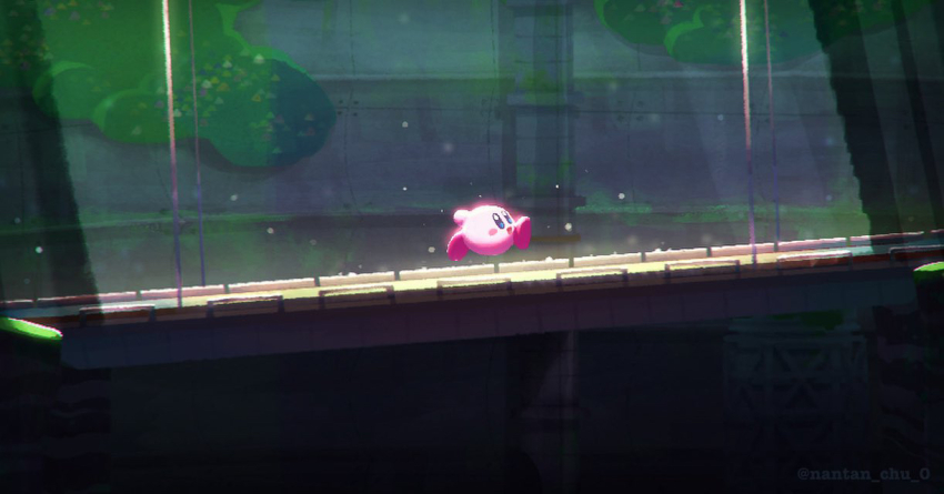 blush_stickers, colored_skin, grass, indoors, kirby, kirby_(series), kirby_and_the_forgotten_land, moss