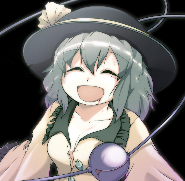 1girl, :d, ^_^, black_background, black_hat, bleeding, blood, bloody_tears