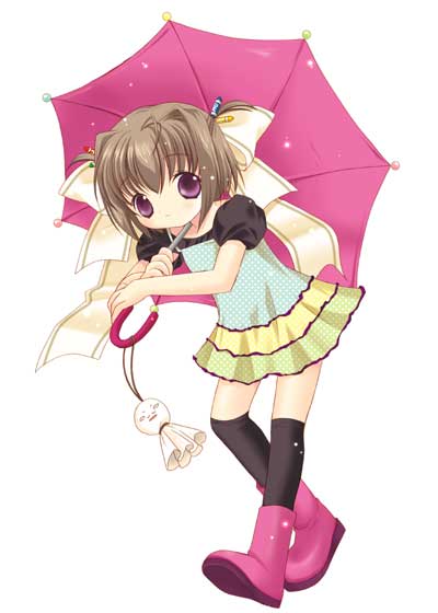 00s, 1girl, binzume_yousei, boots, crayon, female_focus, pink_boots, purple_eyes