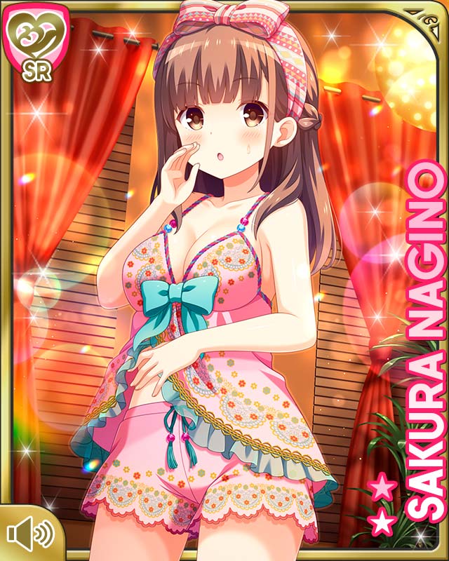 1girl, :o, bare_leg, barefoot, breasts, brown_eyes, brown_hair, card_(medium)