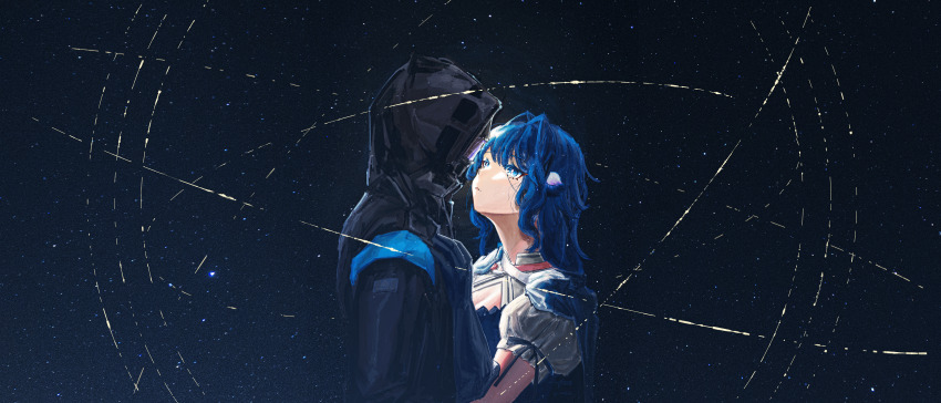 1girl, 1other, absurdres, animal_ears, arknights, astesia_(arknights), astesia_(starseeker)_(arknights), bird_ears