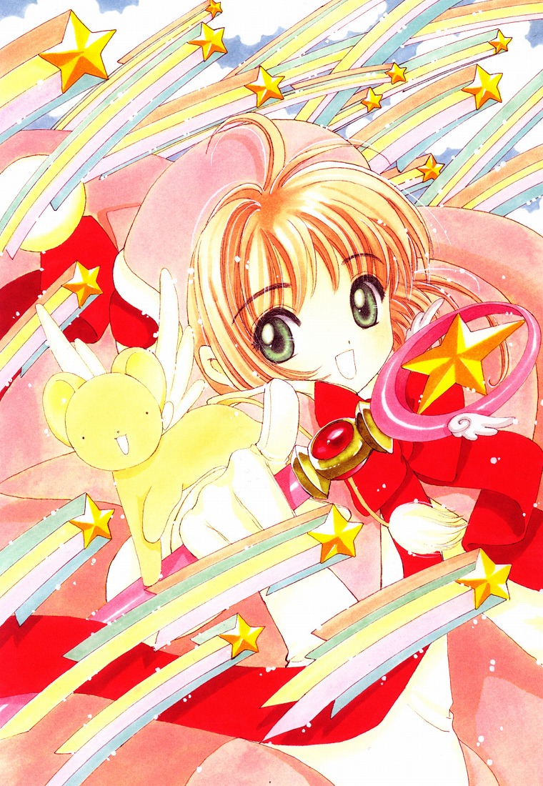1990s_(style), 1girl, antenna_hair, brown_hair, cardcaptor_sakura, child, clamp, female_focus